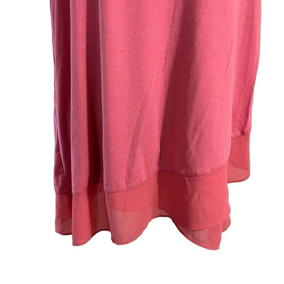 Vince Camuto Pink Sleeveless Tank Top Blouse Size Large Chiffon Hem Trim Flowy - Picture 4 of 7